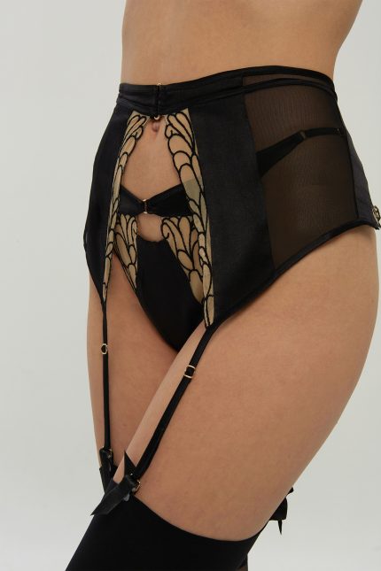 EIRENE BLACK SILK EMBROIDERED SUSPENDER - Image 5