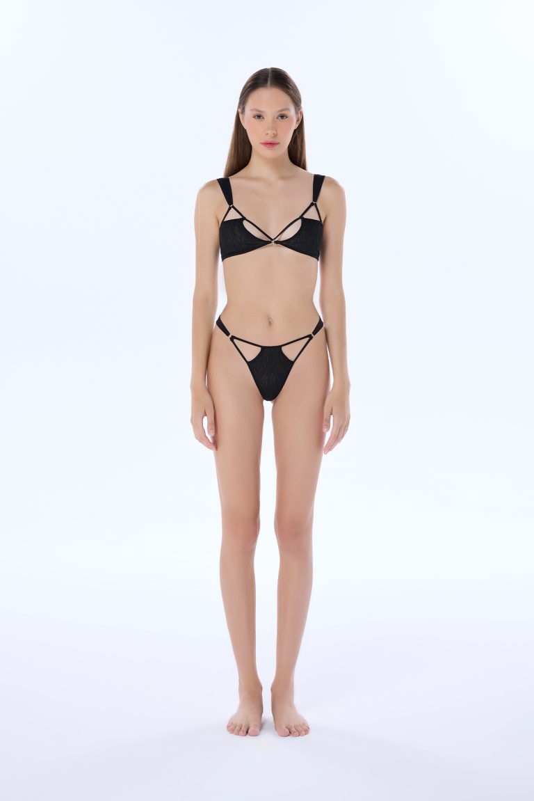 alice black lace thong