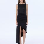 ally black lace asymmetric dress