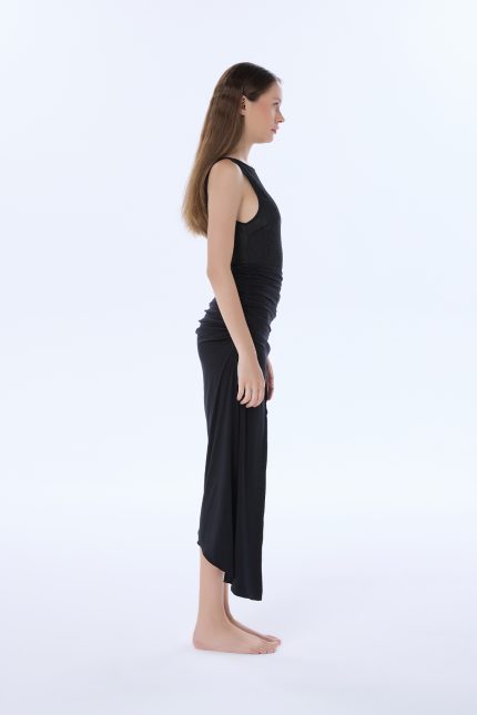 ALLY BLACK ASYMMETRIC LACE DRESS - Image 4