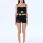 diana black lace crop top