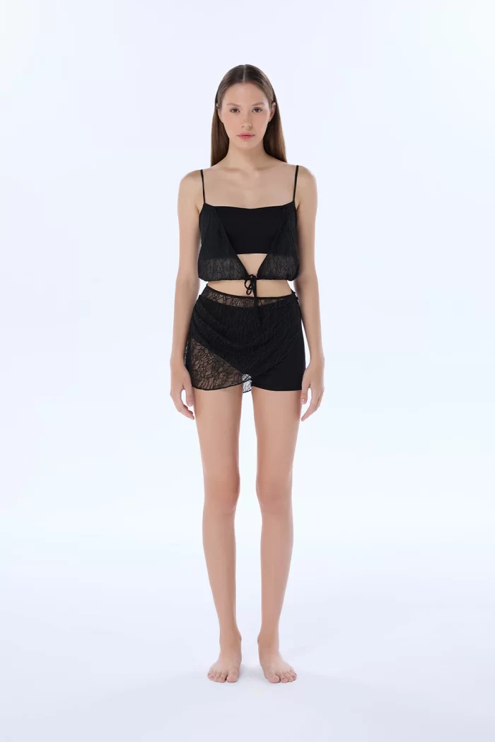 diana black lace crop top
