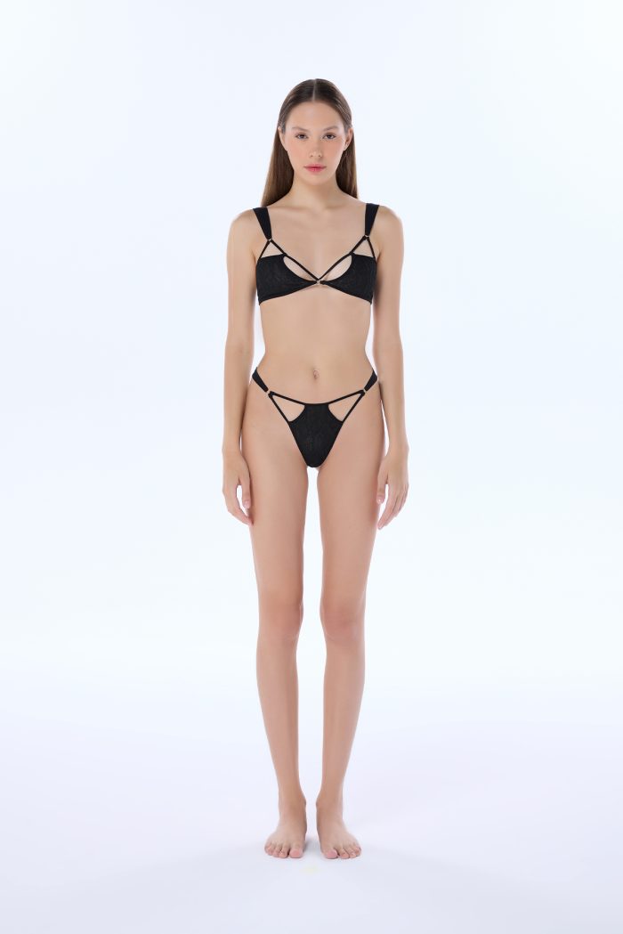 evelyn black strappy bra