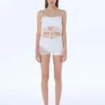 gia white lace asymmetric shorts