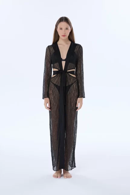 GLORIA BLACK LACE ROBE