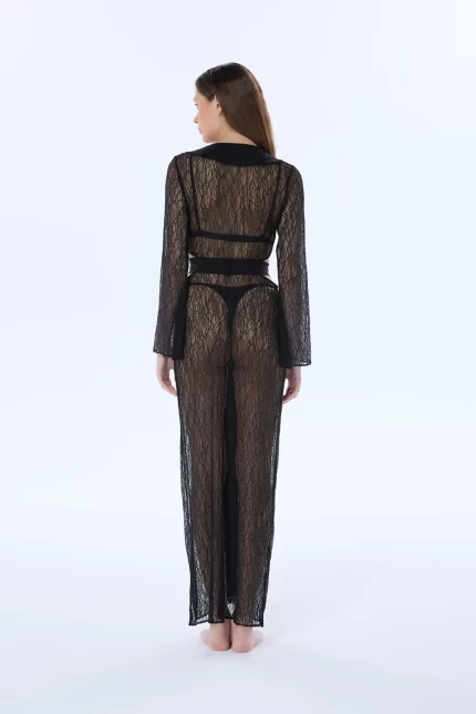 GLORIA BLACK LACE ROBE - Image 4