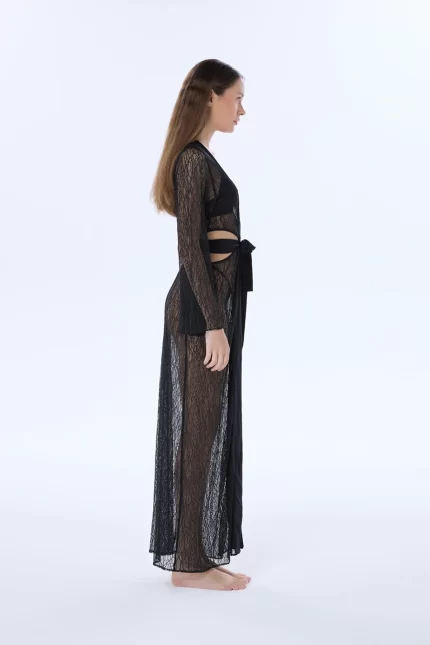 GLORIA BLACK LACE ROBE - Image 3