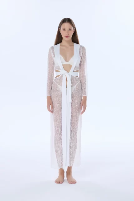 gloria white lace robe valnue
