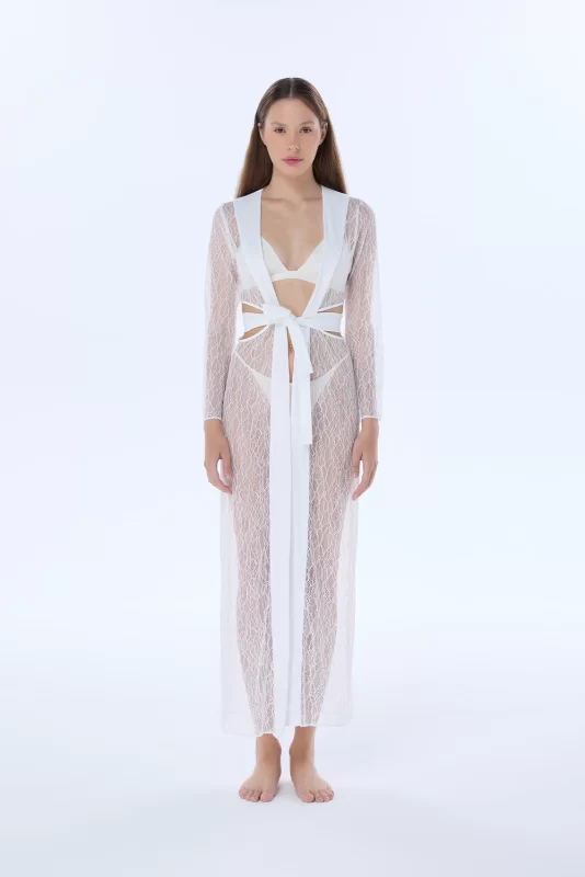 gloria white lace robe valnue