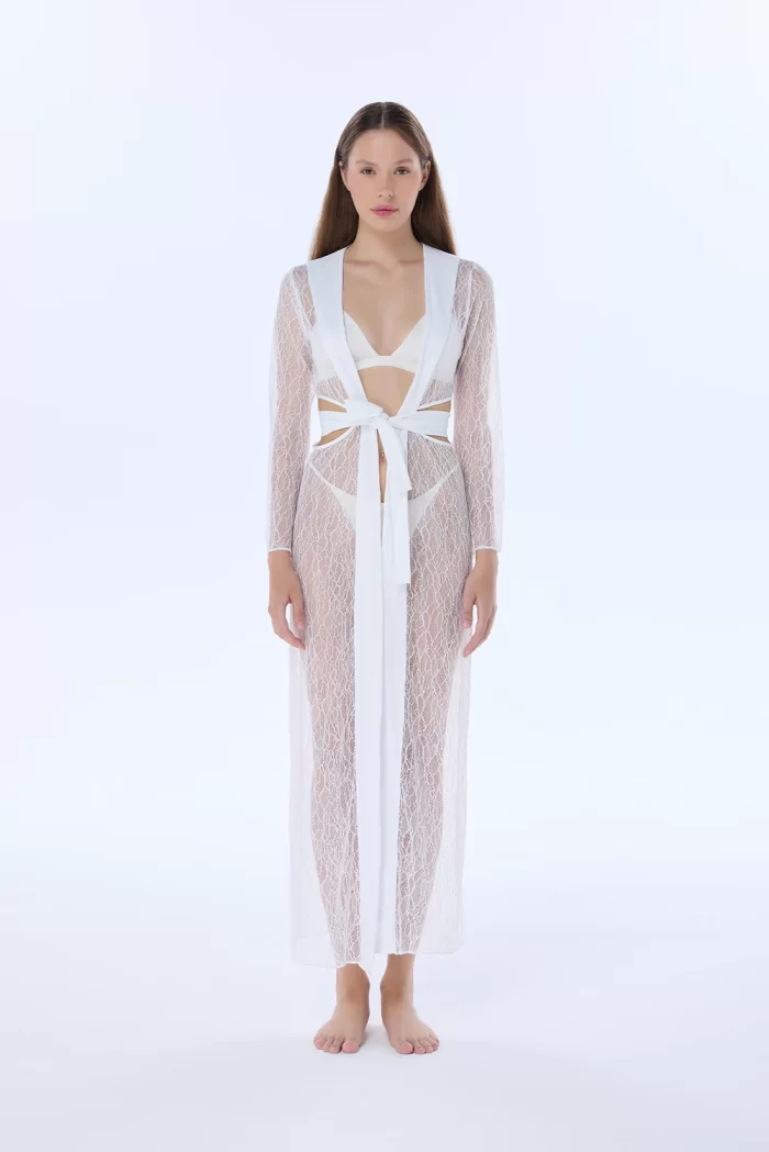 gloria white lace robe valnue