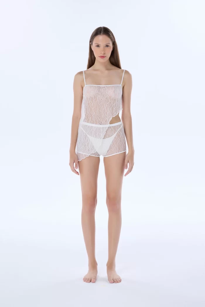 joy white lace shorts
