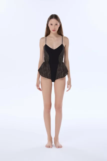 noah black lace ruffle teddy