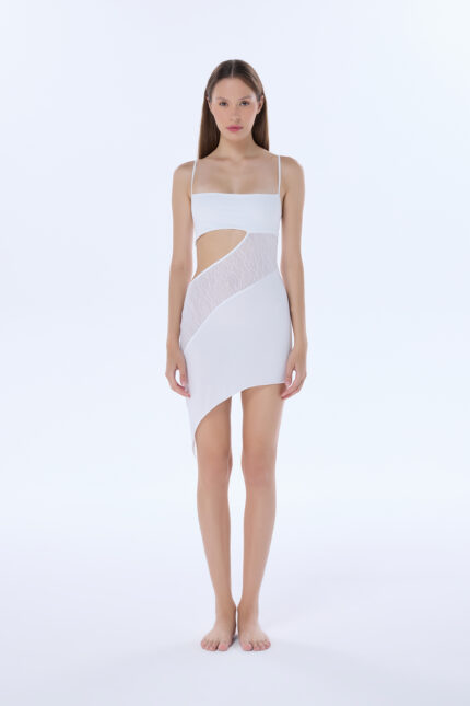 frankie white lace asymmetric nightdress