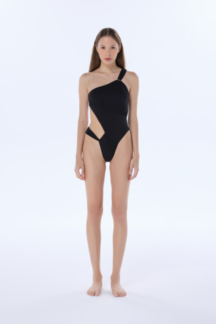 siena black one shoulder swimsuit