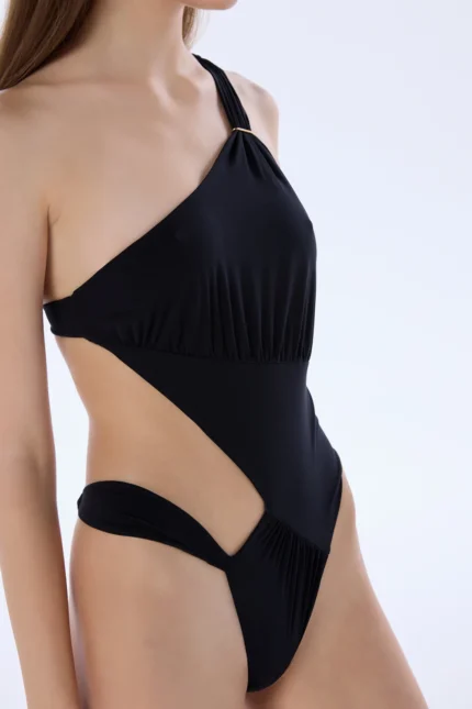 SIENA BLACK ONE SHOULDER SWIMSUIT - Image 5