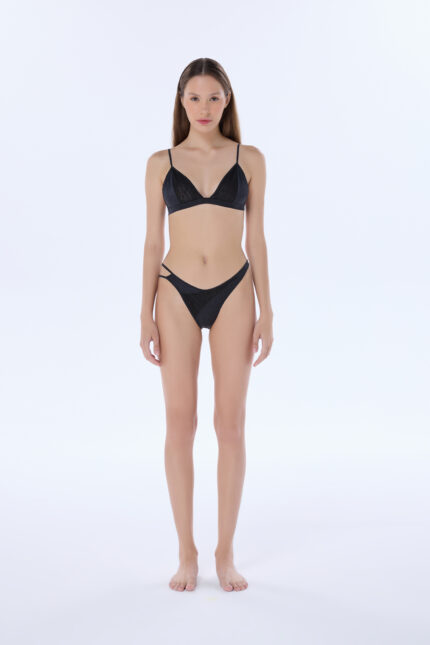 tiffany gray silk and lace asymmetric thong